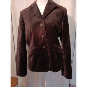 Alex Marie Women's Size‎ 10 Black Velvet  Button Fully Lined Long Sleeve Blazer